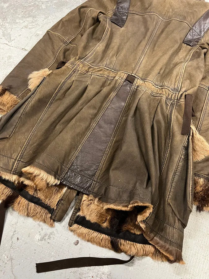 2000s Marithé + François Girbaud Fur Brown Leather Jacket PeZpBwn 12
