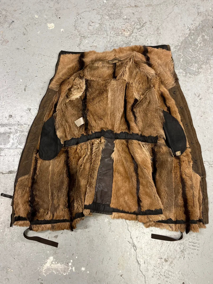 2000s Marithé + François Girbaud Fur Brown Leather Jacket PeZpBwn 5
