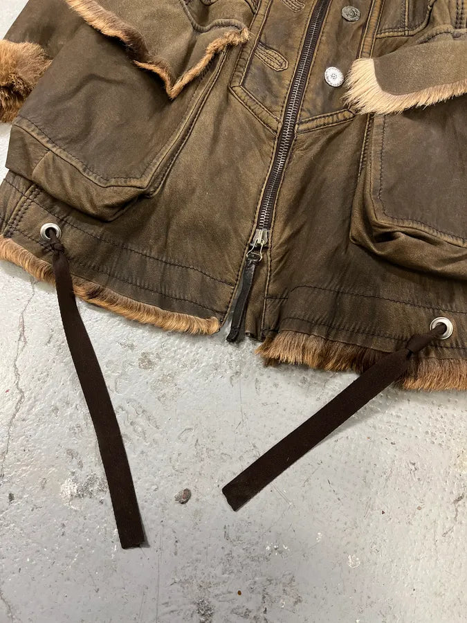 2000s Marithé + François Girbaud Fur Brown Leather Jacket PeZpBwn 5