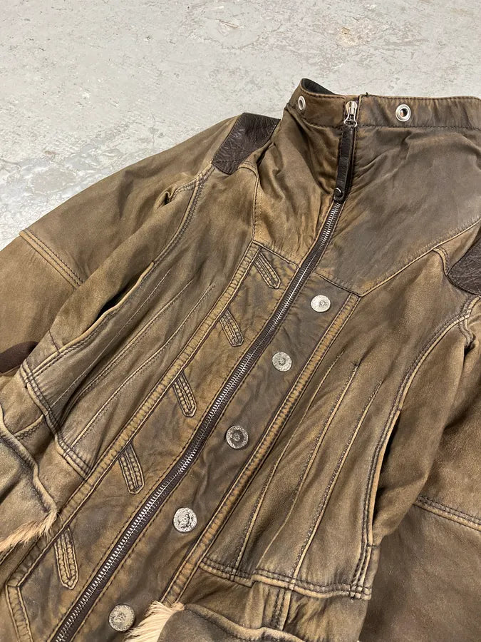 2000s Marithé + François Girbaud Fur Brown Leather Jacket PeZpBwn 6