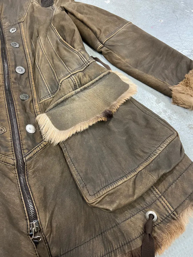 2000s Marithé + François Girbaud Fur Brown Leather Jacket PeZpBwn 7