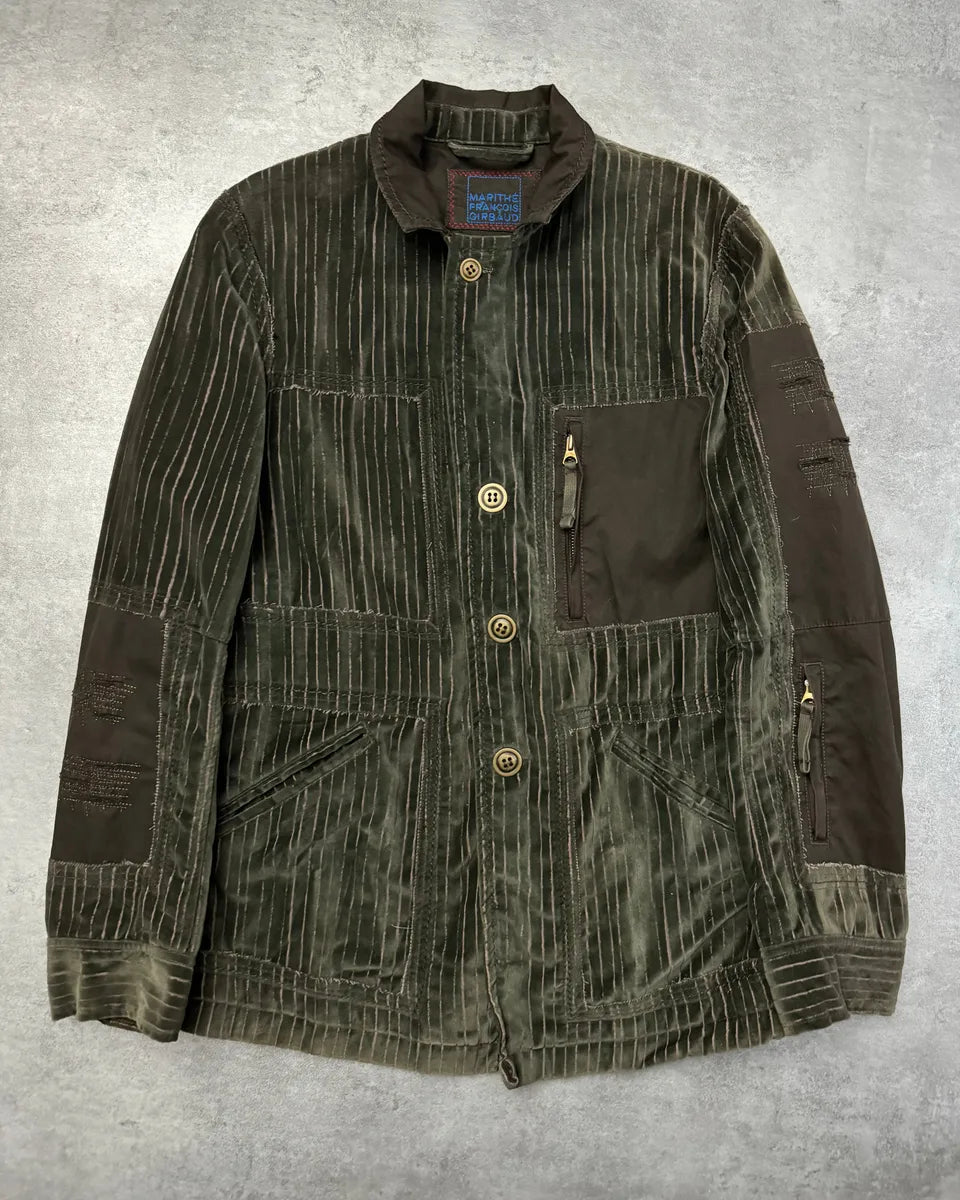2000s Marithé + François Girbaud Green & Brown Velvet Signature Jacket iWaXjts 0