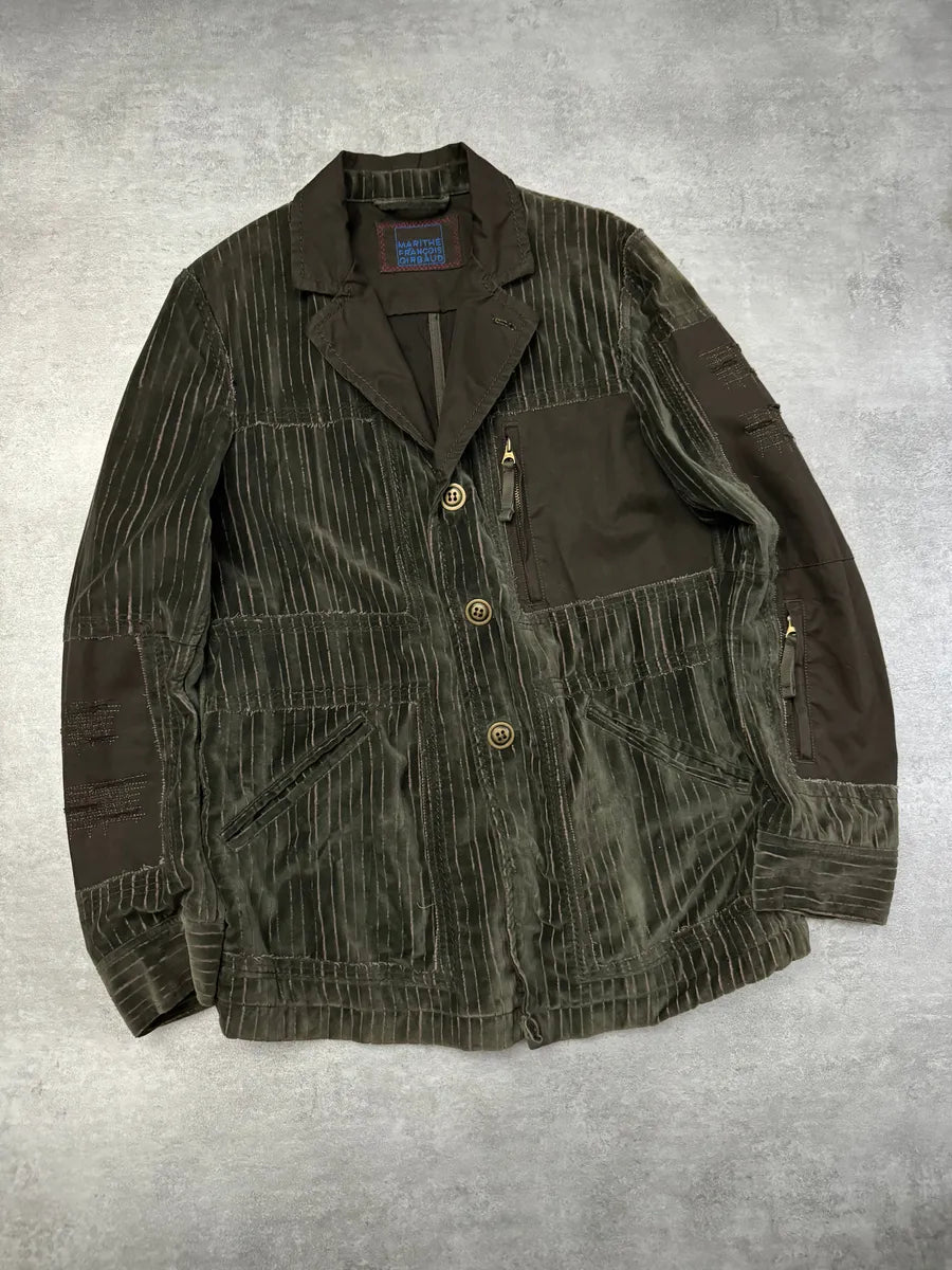 2000s Marithé + François Girbaud Green & Brown Velvet Signature Jacket iWaXjts 3