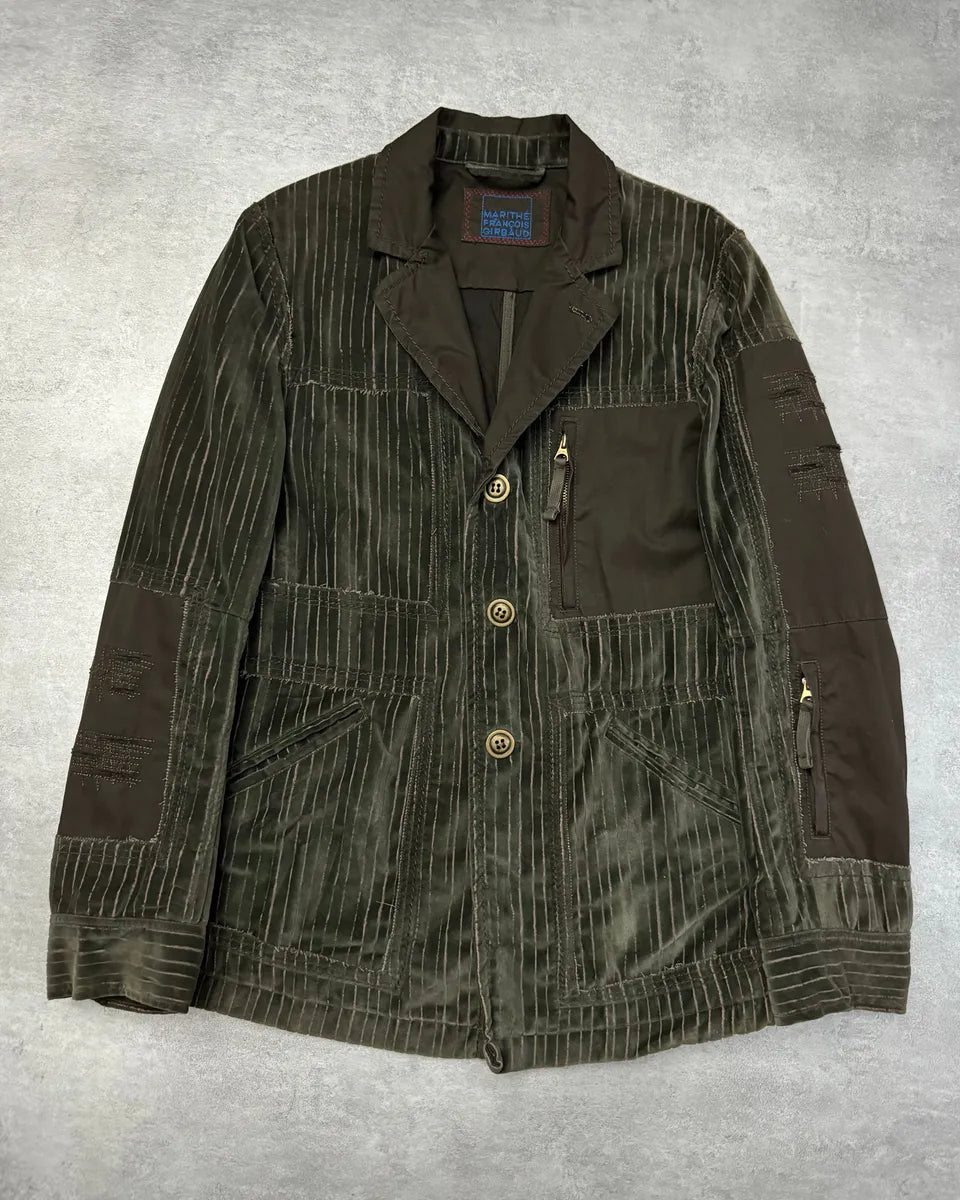 2000s Marithé + François Girbaud Green & Brown Velvet Signature Jacket iWaXjts 4