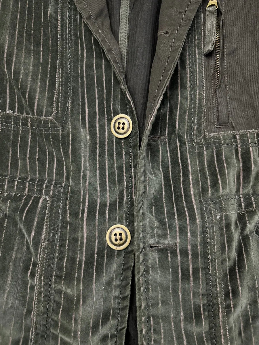 2000s Marithé + François Girbaud Green & Brown Velvet Signature Jacket iWaXjts 7