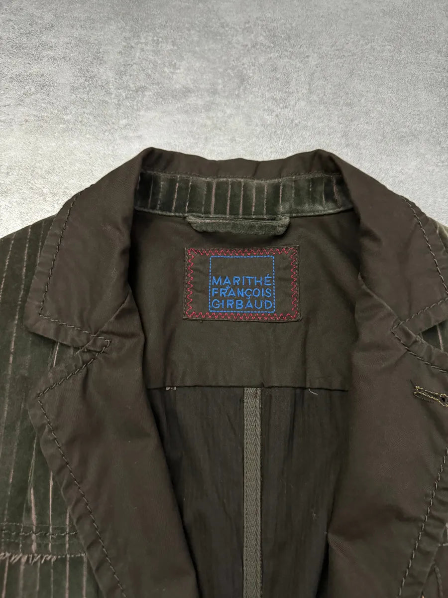 2000s Marithé + François Girbaud Green & Brown Velvet Signature Jacket iWaXjts 8