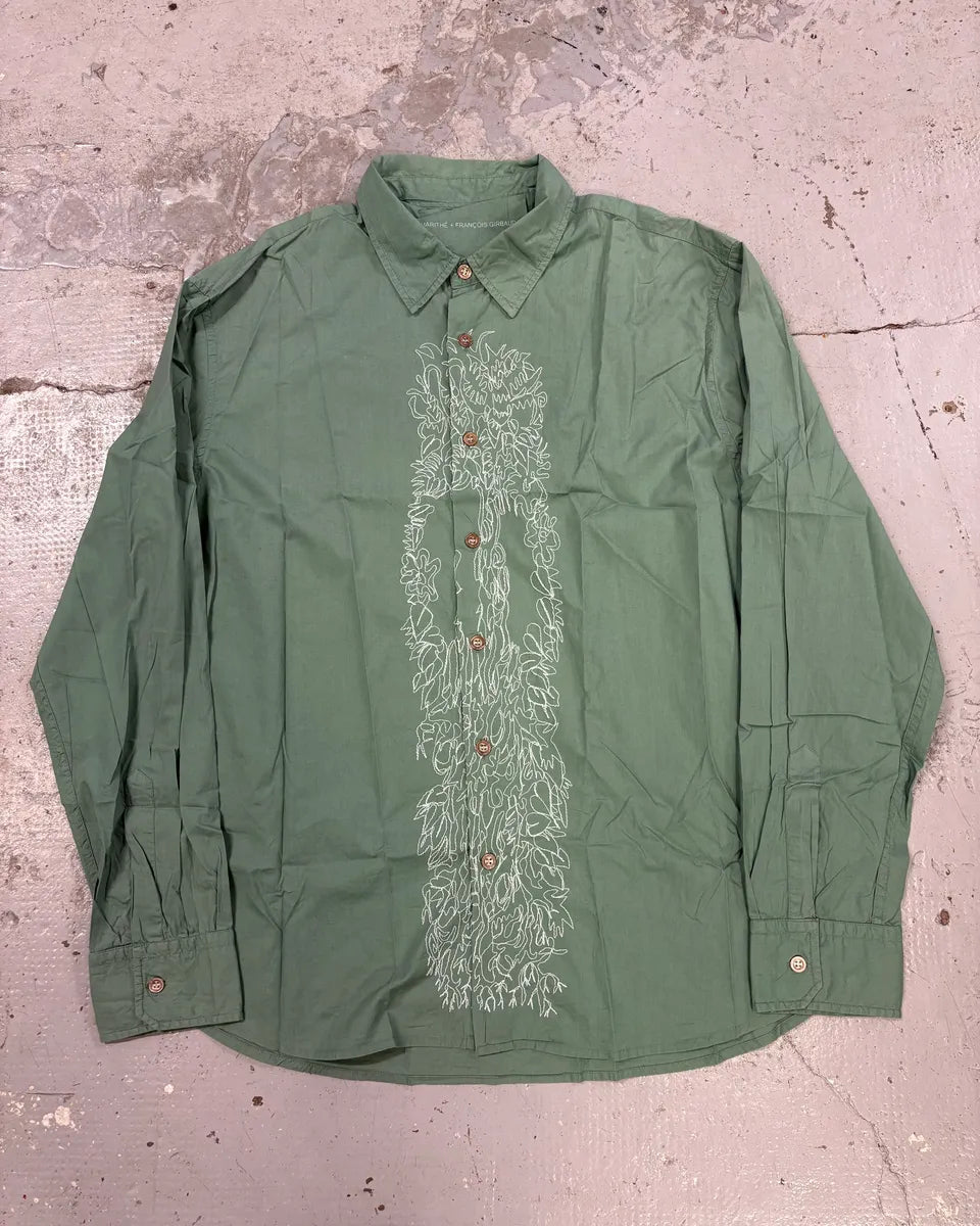 2000s Marithé + François Girbaud Green Embroidered Shirt wtgrrwL 1