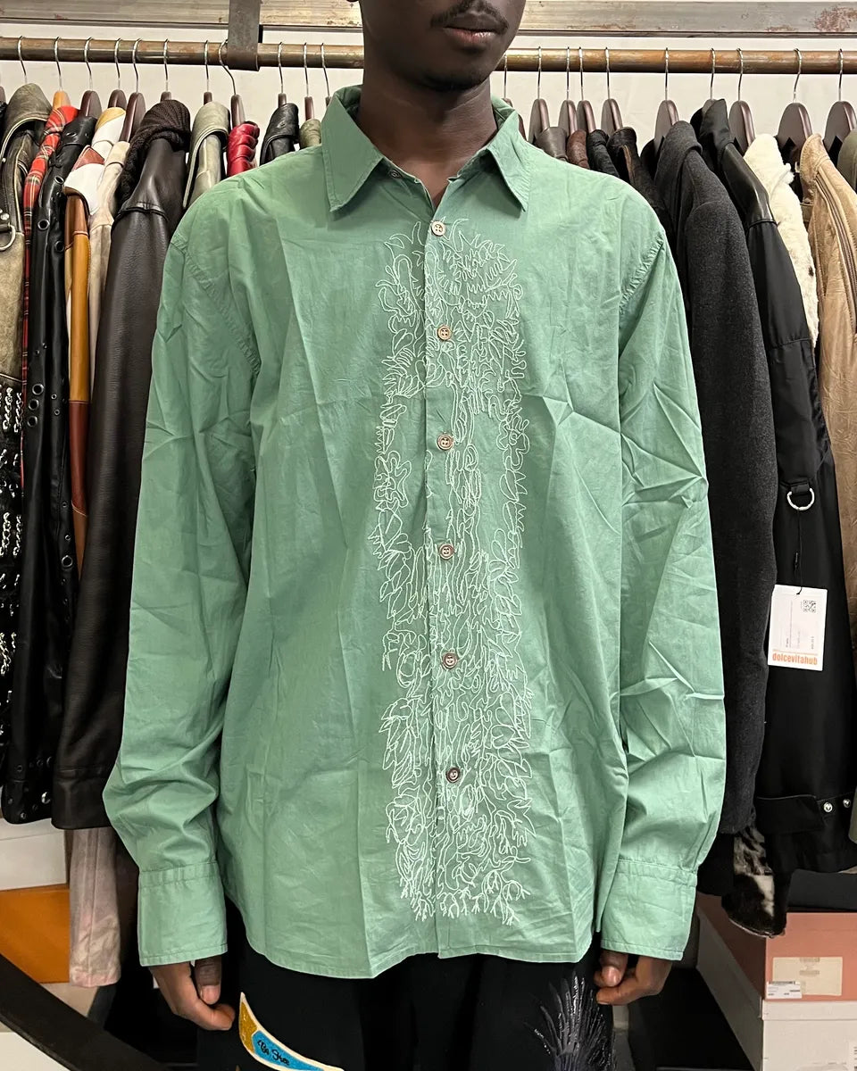 2000s Marithé + François Girbaud Green Embroidered Shirt wtgrrwL 0
