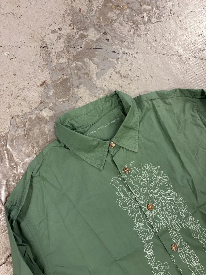 2000s Marithé + François Girbaud Green Embroidered Shirt wtgrrwL 4