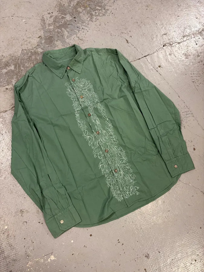 2000s Marithé + François Girbaud Green Embroidered Shirt wtgrrwL 3