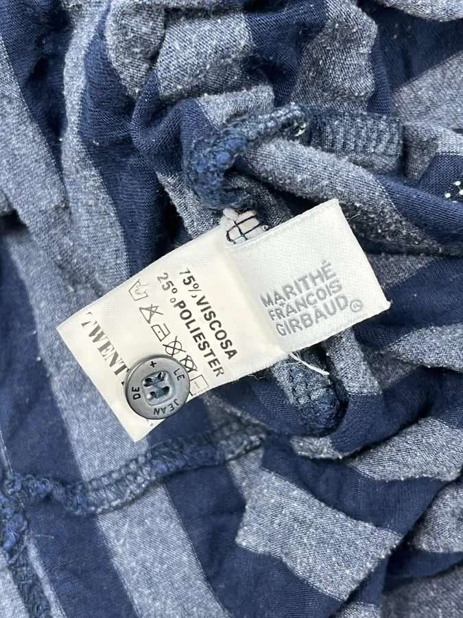 2000s Marithé + François Girbaud Grey & Navy Striped Longsleeves Polo sCQeDbs 9