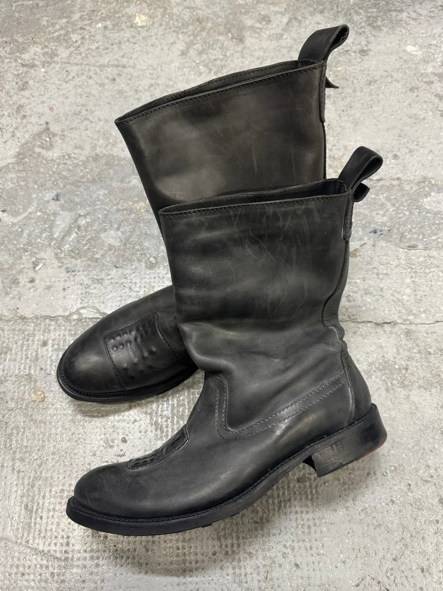 2000s Marithé + François Girbaud Grey Ankle Leather Boots (42eu/us8.5) vVwOwGH 1