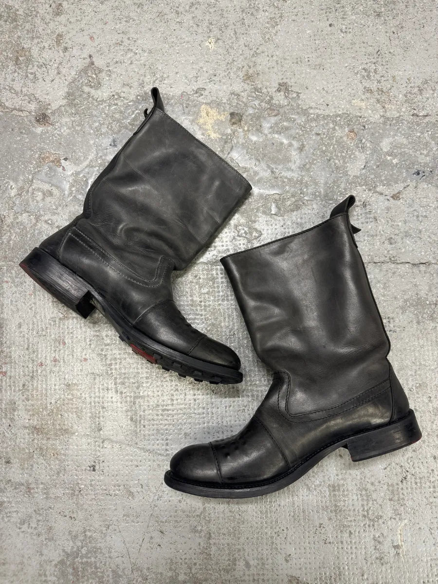 2000s Marithé + François Girbaud Grey Ankle Leather Boots (42eu/us8.5) vVwOwGH 7