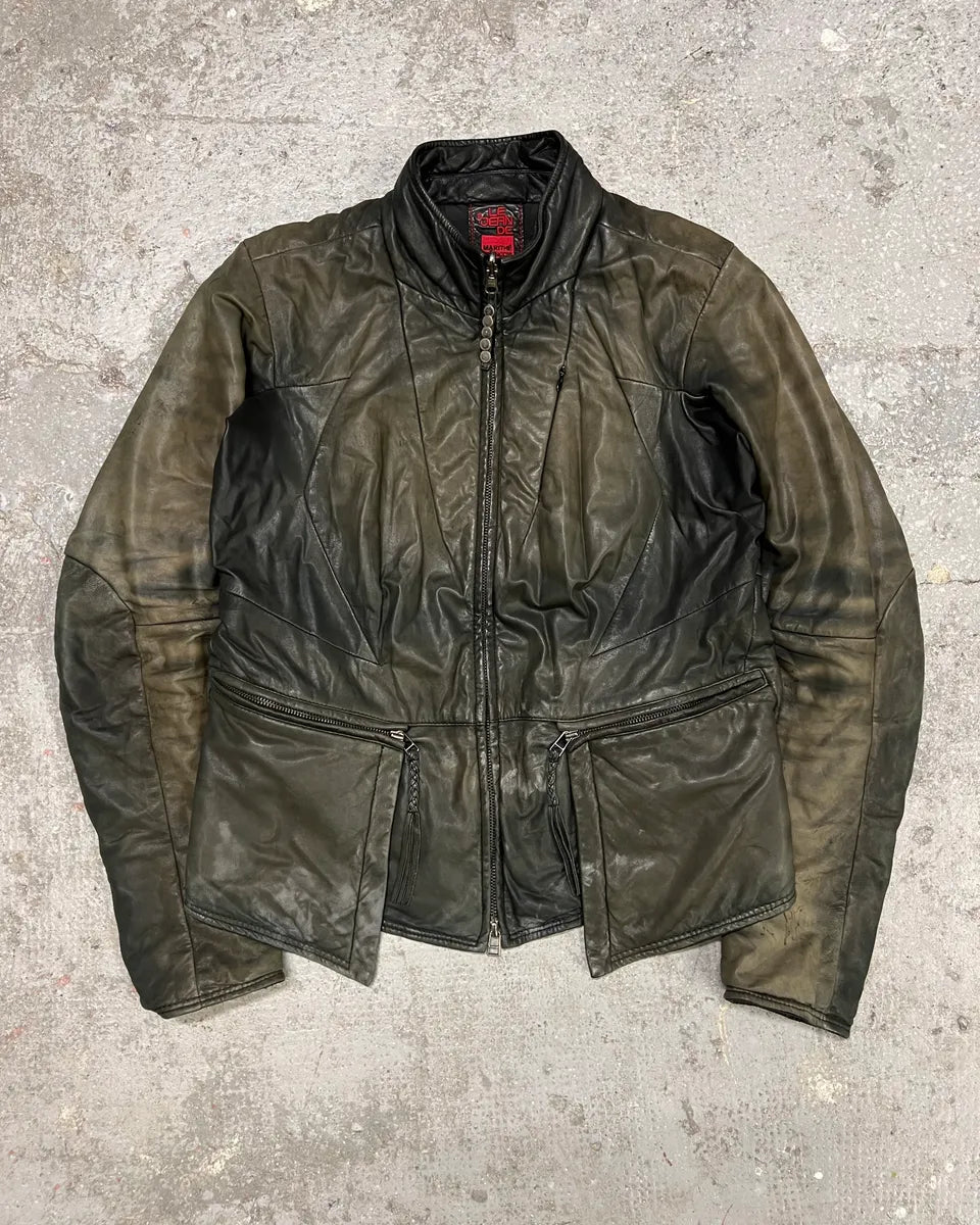 2000s Marithé + François Girbaud Grey Brut Leather Jacket (M) 0