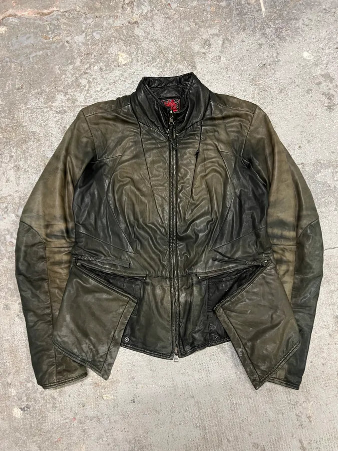 2000s Marithé + François Girbaud Grey Brut Leather Jacket (M) 2
