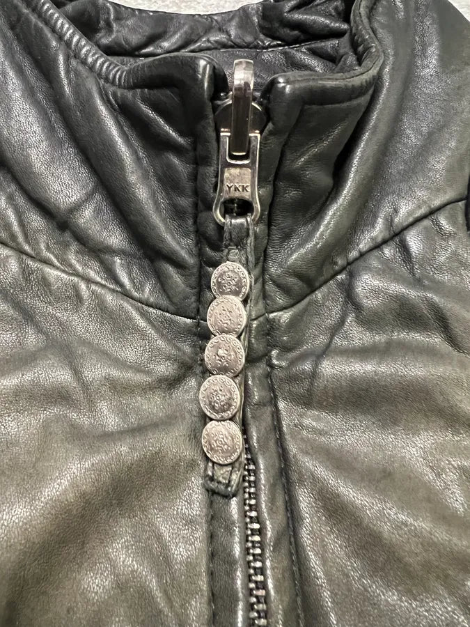 2000s Marithé + François Girbaud Grey Brut Leather Jacket (M) 6