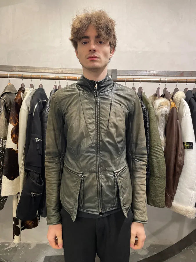 2000s Marithé + François Girbaud Grey Brut Leather Jacket (M) 4