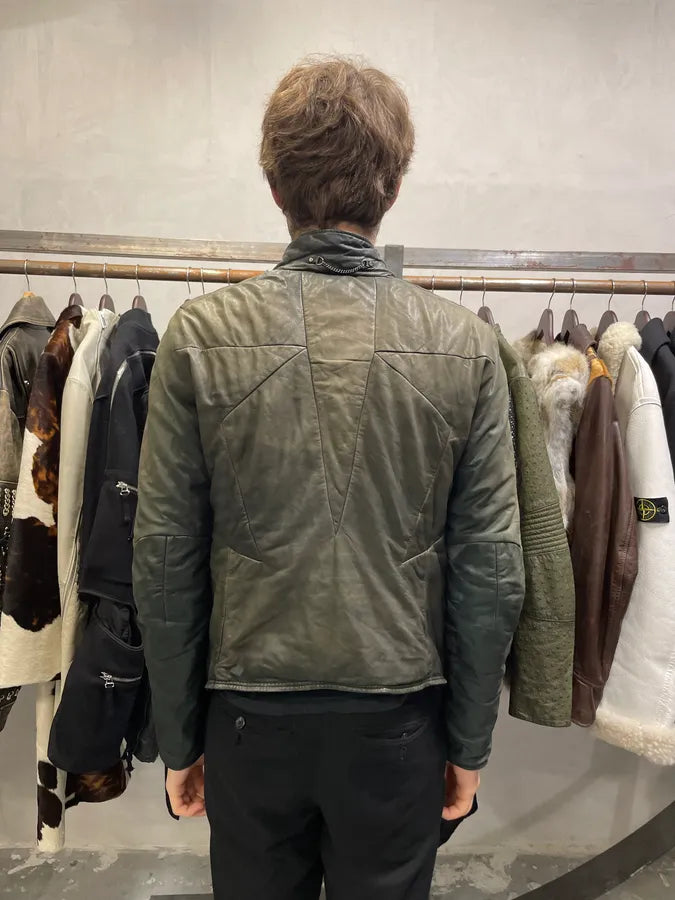 2000s Marithé + François Girbaud Grey Brut Leather Jacket (M) 5