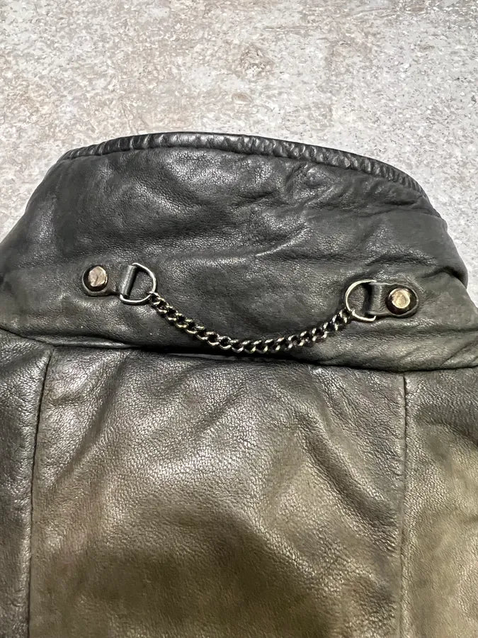 2000s Marithé + François Girbaud Grey Brut Leather Jacket (M) 7