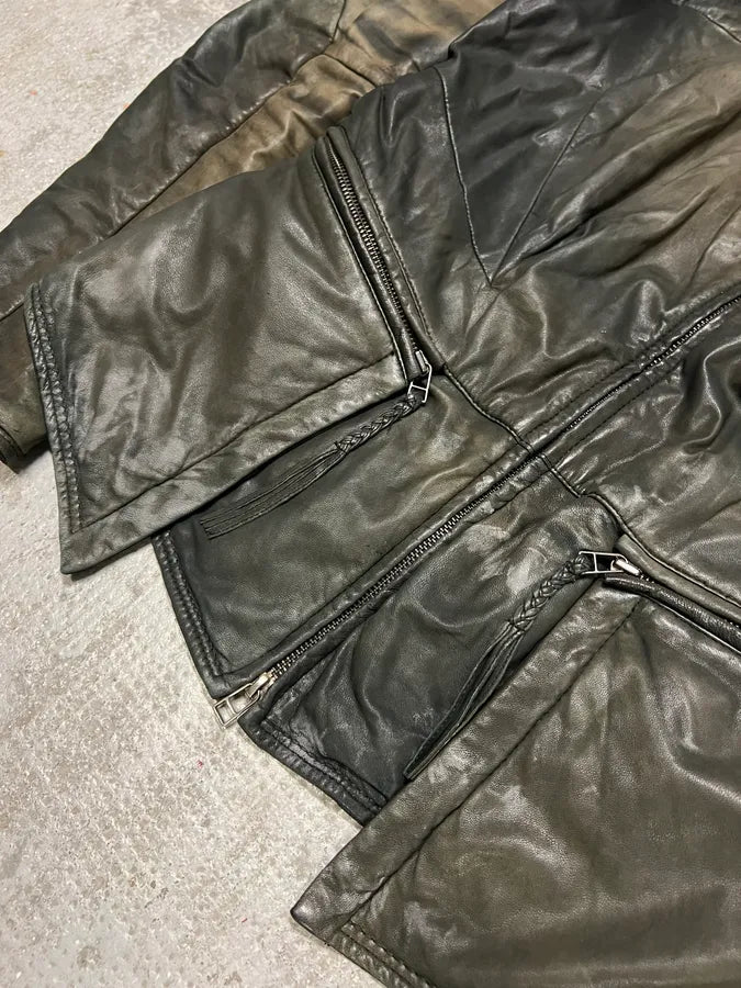 2000s Marithé + François Girbaud Grey Brut Leather Jacket (M) 8
