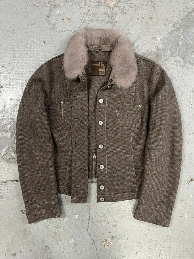 2000s Marithé + François Girbaud Grey Fur Collar Buttoned Jacket nrgoRnV 2