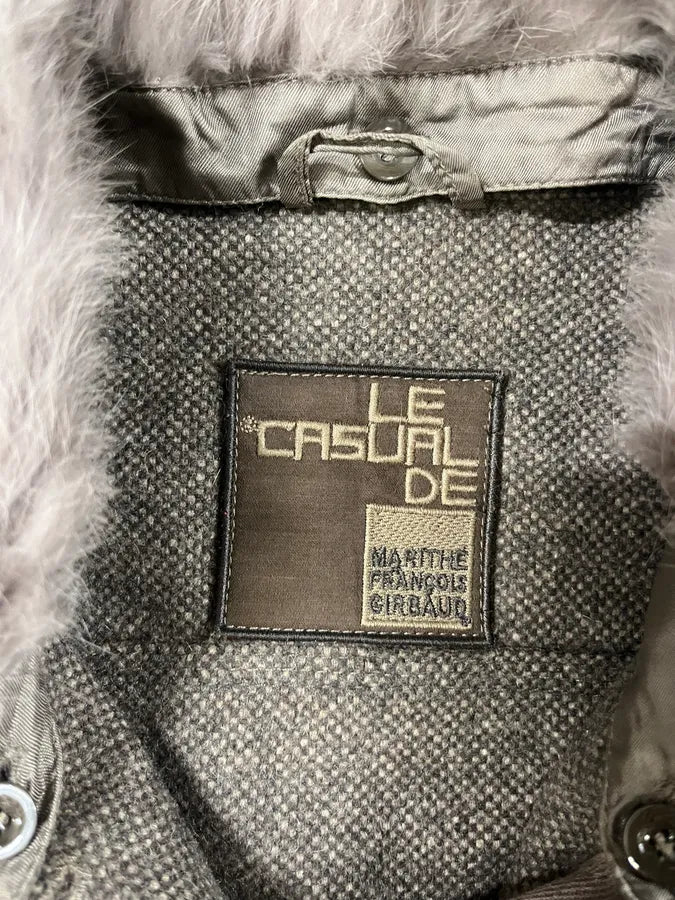 2000s Marithé + François Girbaud Grey Fur Collar Buttoned Jacket nrgoRnV 5