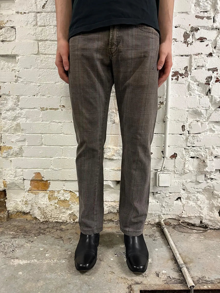 2000s Marithé + François Girbaud Grey & Brown Houndstooth Cozy Pants zCcqIDA 1