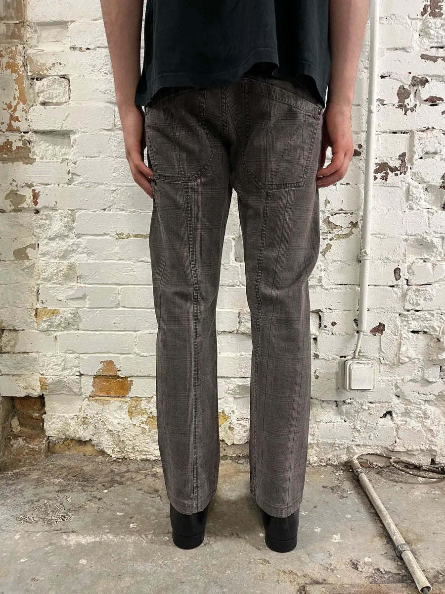 2000s Marithé + François Girbaud Grey & Brown Houndstooth Cozy Pants zCcqIDA 3