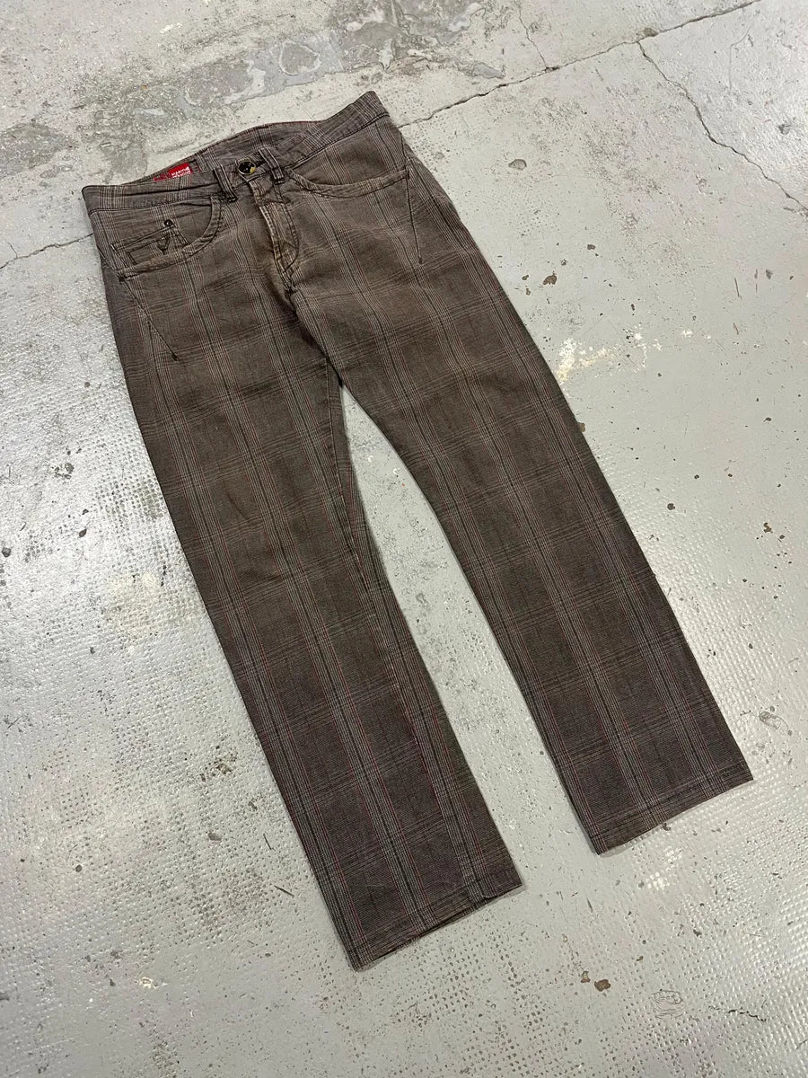 2000s Marithé + François Girbaud Grey & Brown Houndstooth Cozy Pants zCcqIDA 7