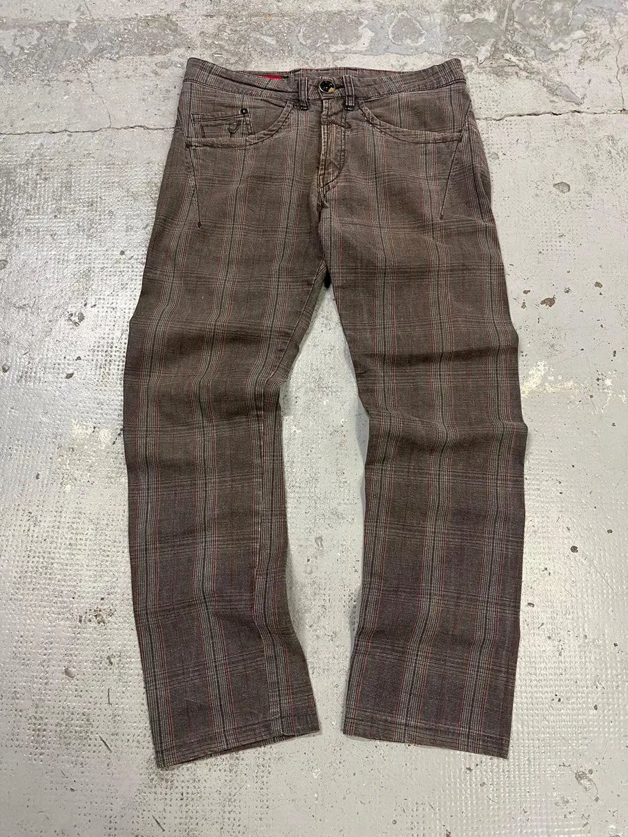2000s Marithé + François Girbaud Grey & Brown Houndstooth Cozy Pants zCcqIDA 0