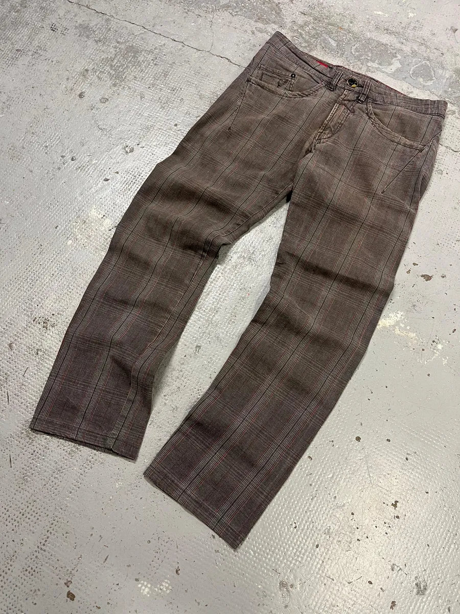 2000s Marithé + François Girbaud Grey & Brown Houndstooth Cozy Pants zCcqIDA 4