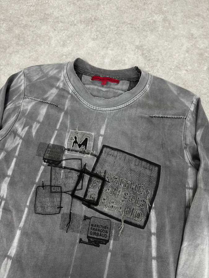 2000s Marithé + François Girbaud Grey Patchwork Longsleeve iaOQlFo 4