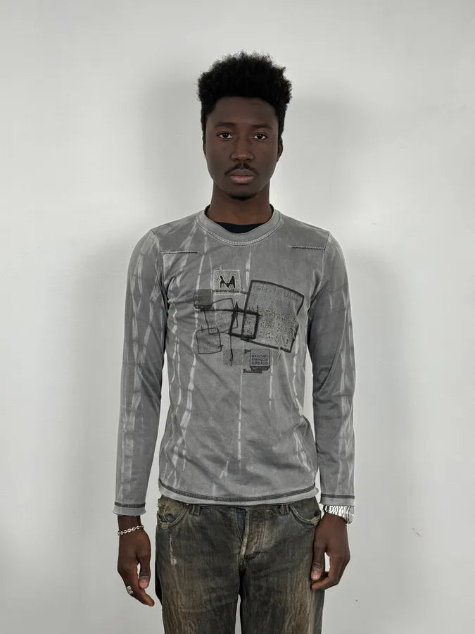 2000s Marithé + François Girbaud Grey Patchwork Longsleeve iaOQlFo 1