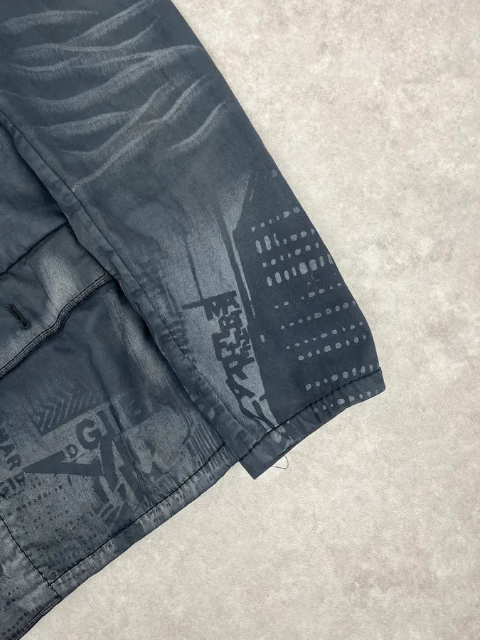 2000s Marithé + François Girbaud Dark Grey Printed Abstract Blazer Jacket ZrMYlRr 6