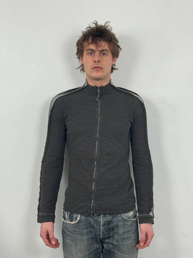 2000s Marithé + François Girbaud Grey Relief Scares Zip-up Sweater sPnRhCC 1