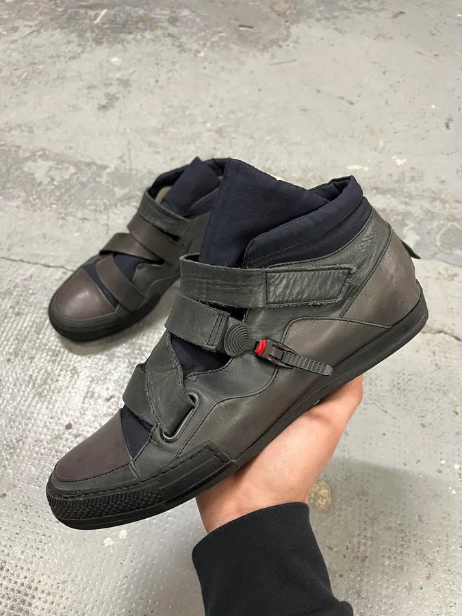 2000s Marithé + François Girbaud Grey Scratches Leather Sneakers iCrijKd 0