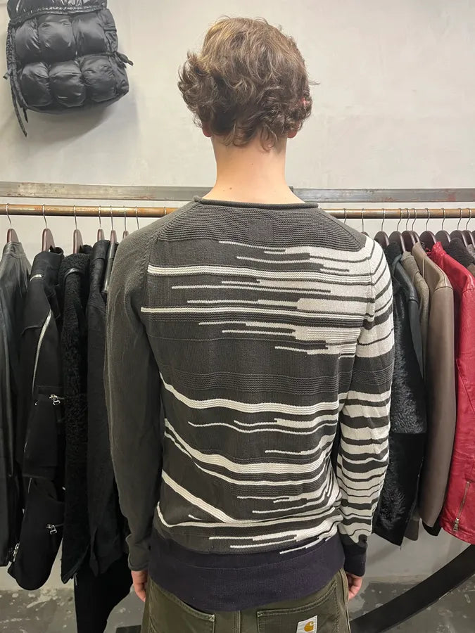 2000s Marithé + François Girbaud Grey Stripped Sweater (L) uBHsWIw 2