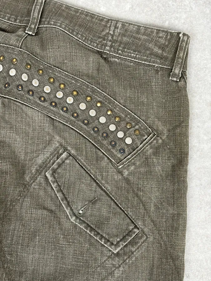 SS2006 Marithé + François Girbaud Khaki Studded Cargo Jeans FqKpfOX 10