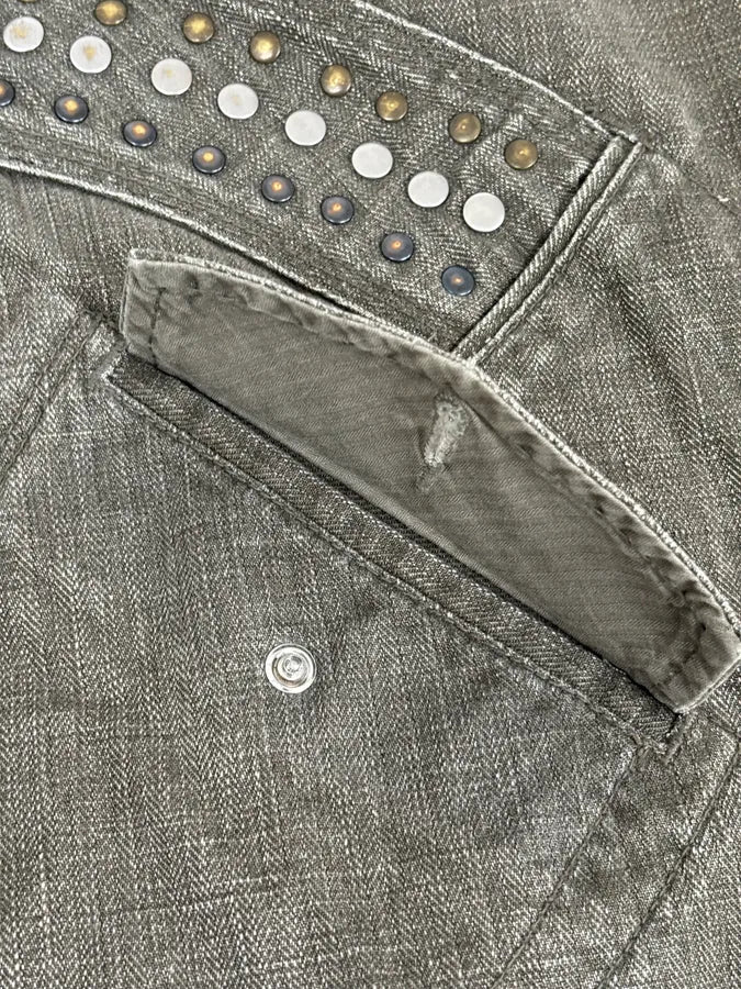 SS2006 Marithé + François Girbaud Khaki Studded Cargo Jeans FqKpfOX 11