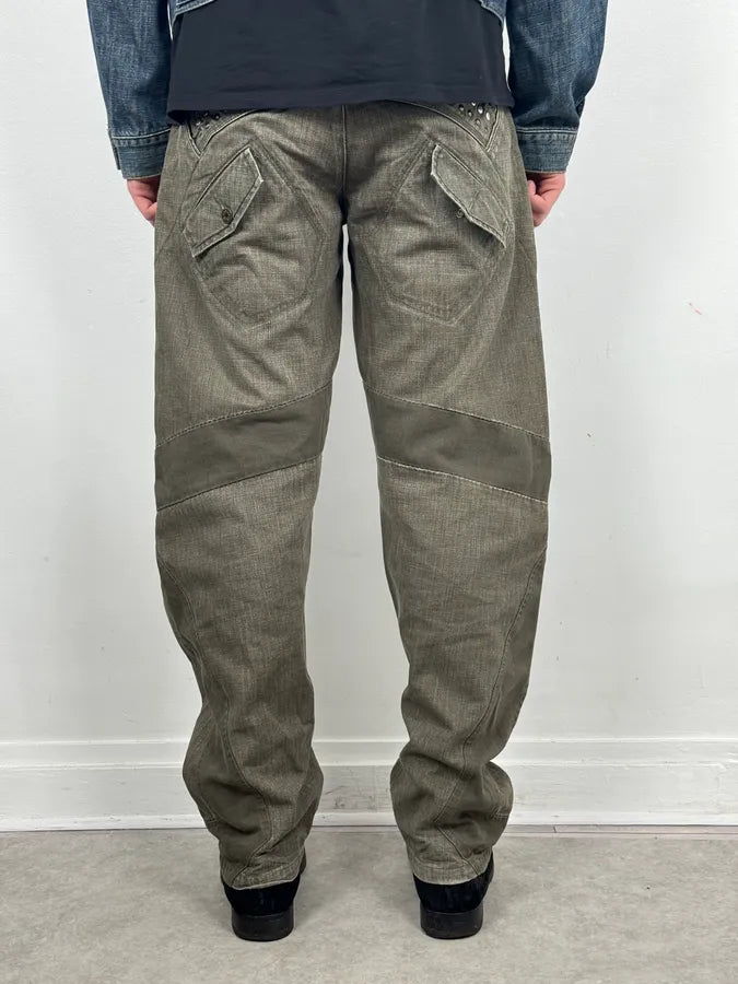 SS2006 Marithé + François Girbaud Khaki Studded Cargo Jeans FqKpfOX 4