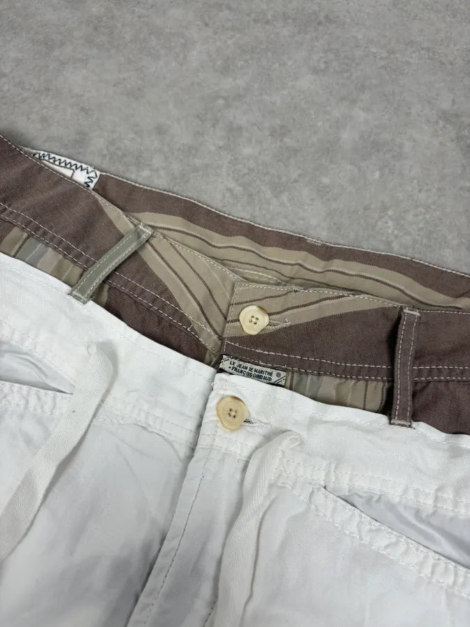 2000s Marithé + François Girbaud Double Waisted Biege Plad and Light White Pants eoiKxiV 5