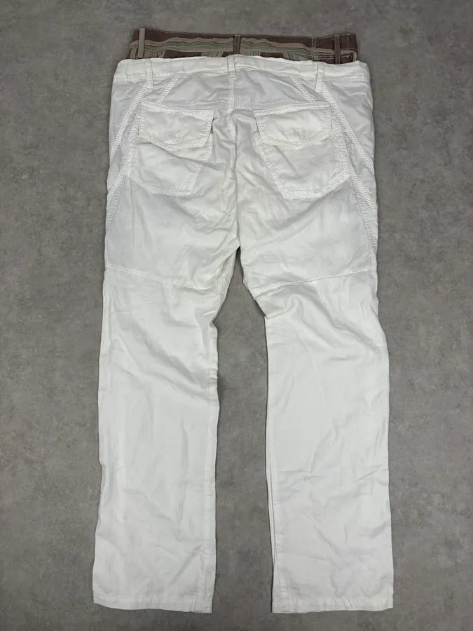 2000s Marithé + François Girbaud Double Waisted Biege Plad and Light White Pants eoiKxiV 7