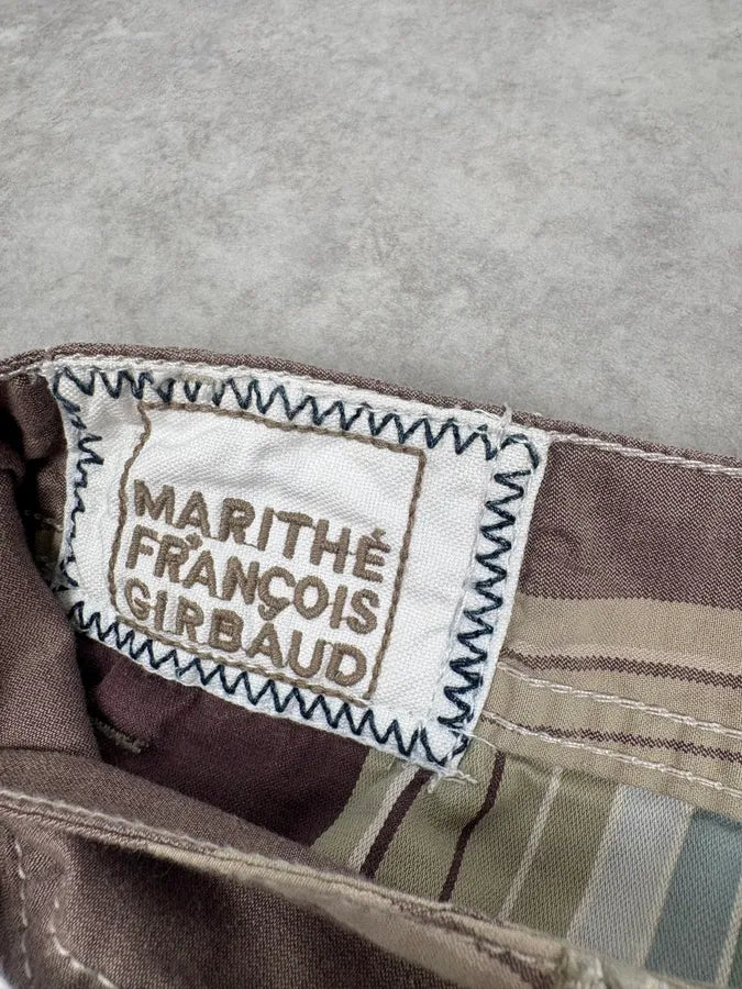 2000s Marithé + François Girbaud Double Waisted Biege Plad and Light White Pants eoiKxiV 4