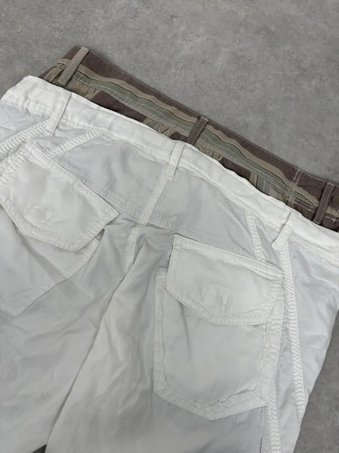 2000s Marithé + François Girbaud Double Waisted Biege Plad and Light White Pants eoiKxiV 6