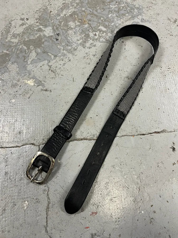2000s Marithé + François Girbaud Metal Black Leather Belt UtdqKbK 3