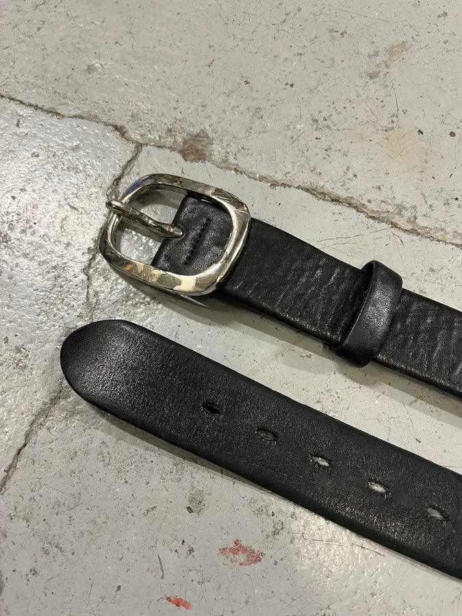 2000s Marithé + François Girbaud Metal Black Leather Belt UtdqKbK 4