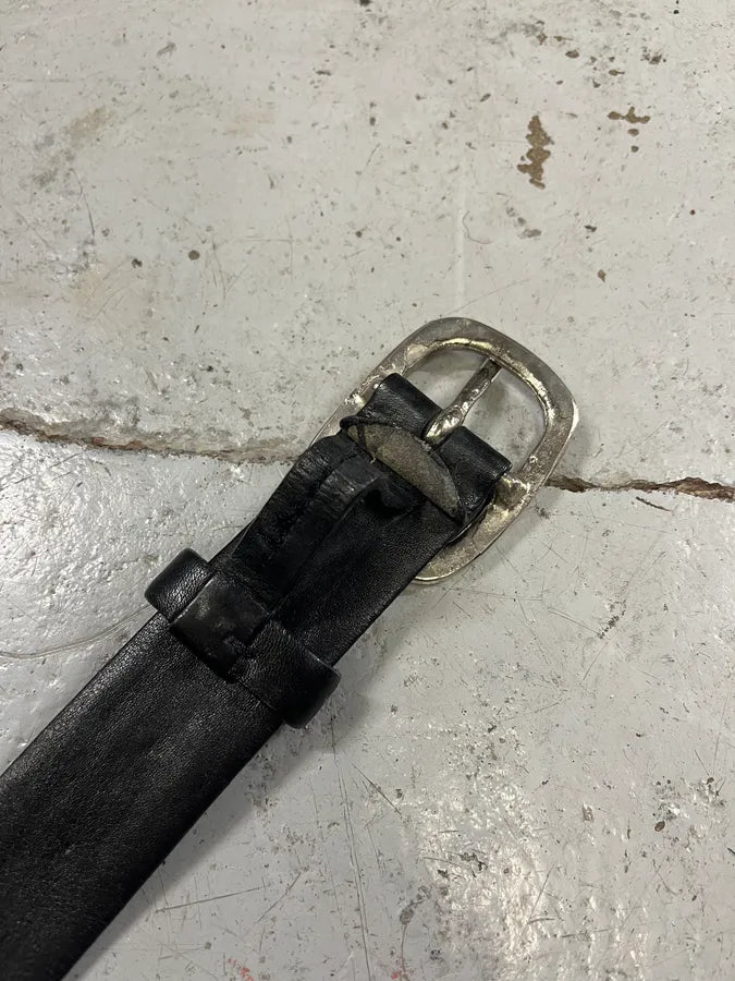 2000s Marithé + François Girbaud Metal Black Leather Belt UtdqKbK 7