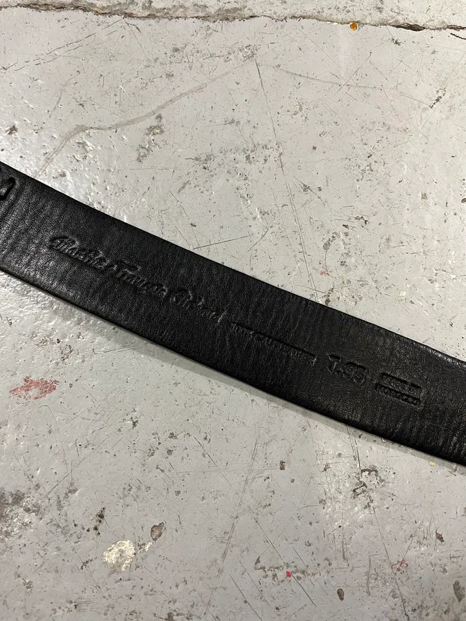 2000s Marithé + François Girbaud Metal Black Leather Belt UtdqKbK 8