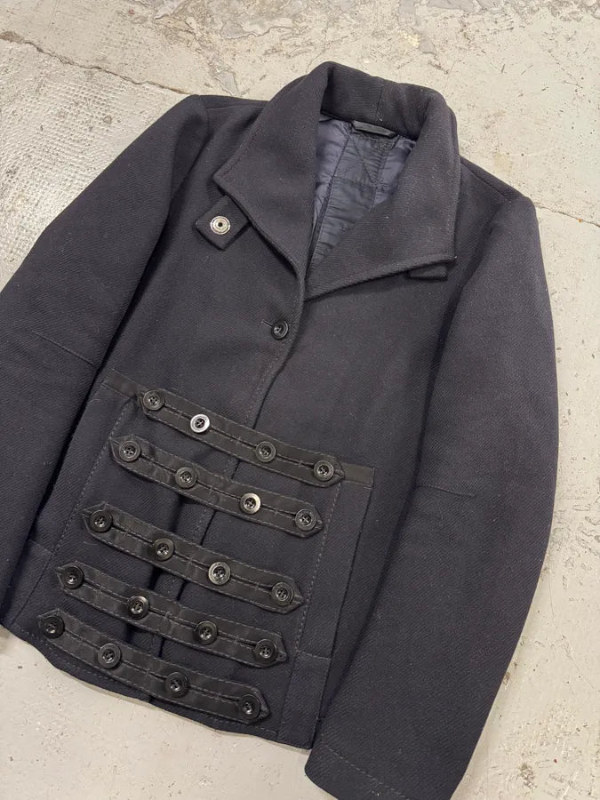 2000s Marithé + François Girbaud Napoleon Navy Wool Jacket mkhRytL 5