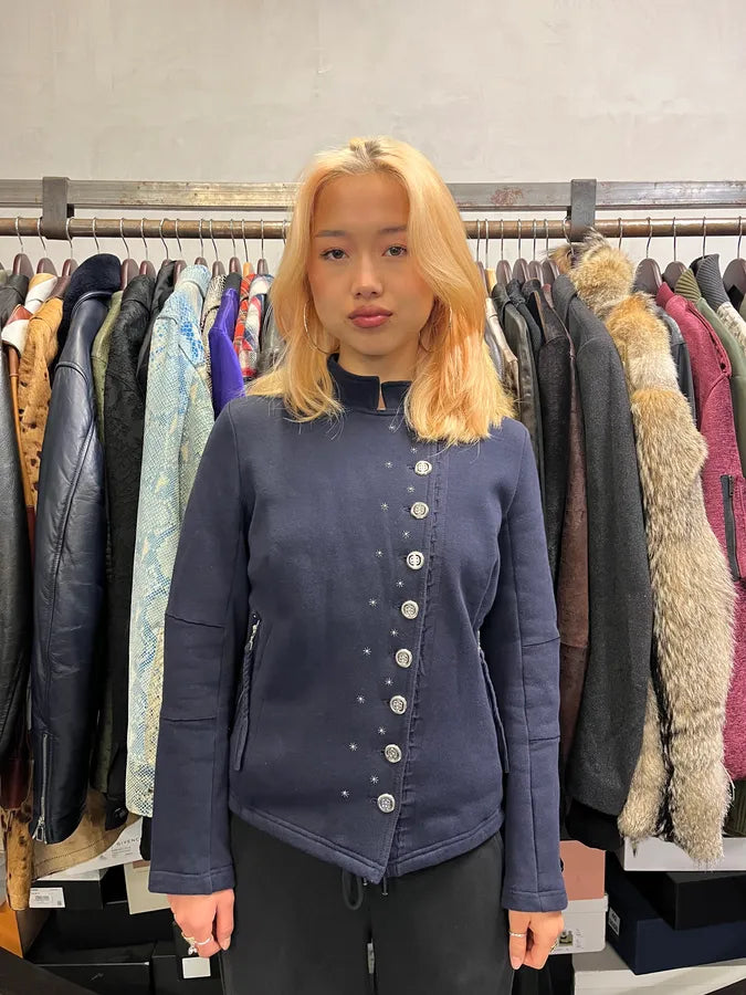 2000s Marithé + François Girbaud Navy Asymmetrical Buttoned Jacket JedRGvj 1